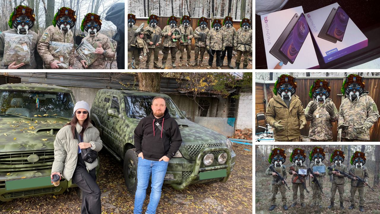 У листопаді 2022 року компанія придбала:

- 2 автівки для військових (один з наших клієнтів виділив кошти на придбання, а ми організували процес);
- планшети для встановлення необхідних додатків;
- багато теплих зимових речей на сумму понад 250 000 грн.