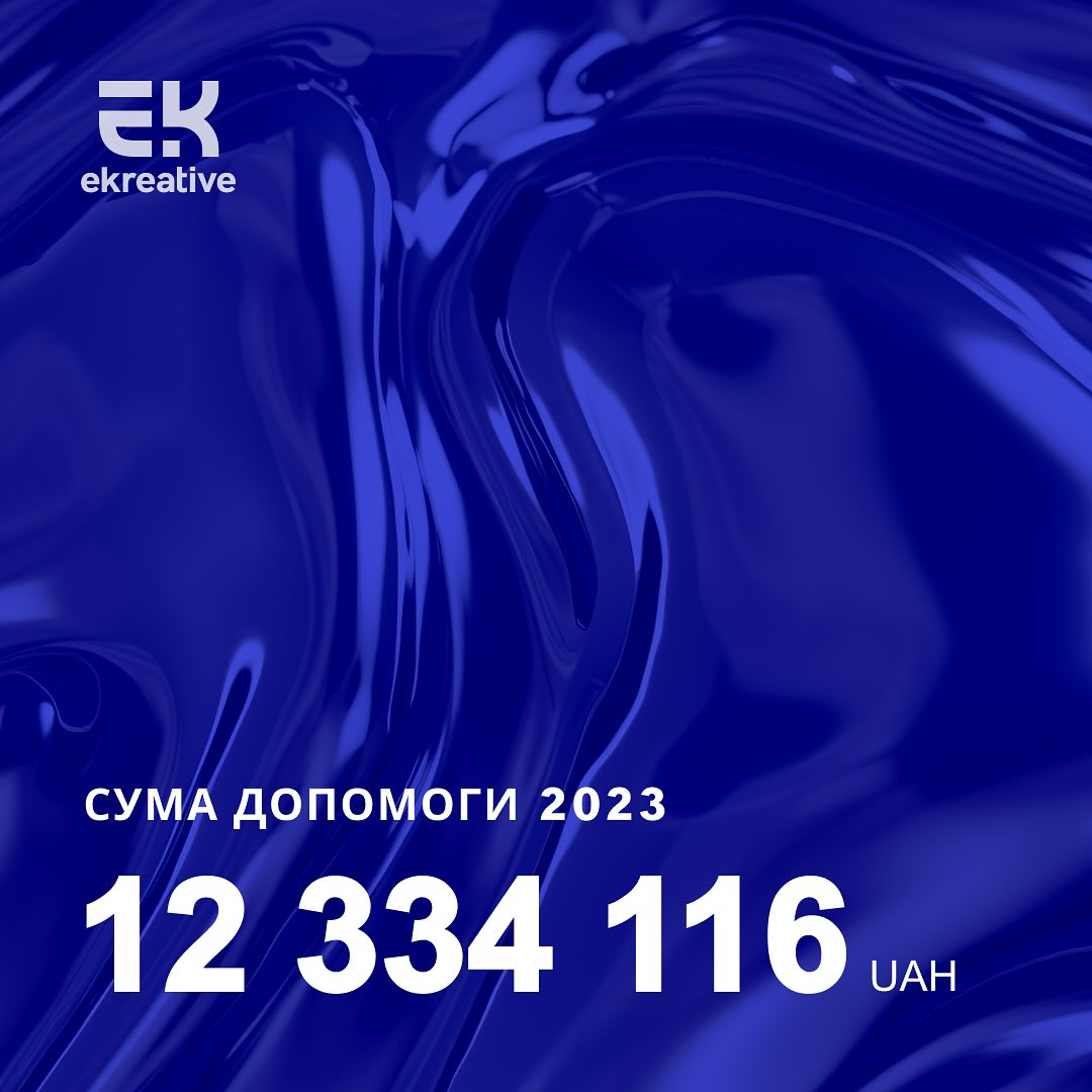 За 2023 рік команда Ekreative допомогла ЗСУ на суму у понад 12 млн грн.

Вона закупила та передала:

- 2 авто - Mitsubishi Pajero
- 2 баггі
- 1 Toyota Tundra
- Nissan navara
- 70 фпв-дронів
- 17 квадракоптерів DJI Mavic 3
- 4 квадракоптери Mavic 3T
- 2 Mavic 3
- 2 Mavic 3T Matrice та 13 акумуляторів
- 11 тепловізорів
- 2 потужних генератори.

Крім того, передавали ще спальники, термобілизну, навушники, тактичні окуляри, шоломи та хімічні грілки.