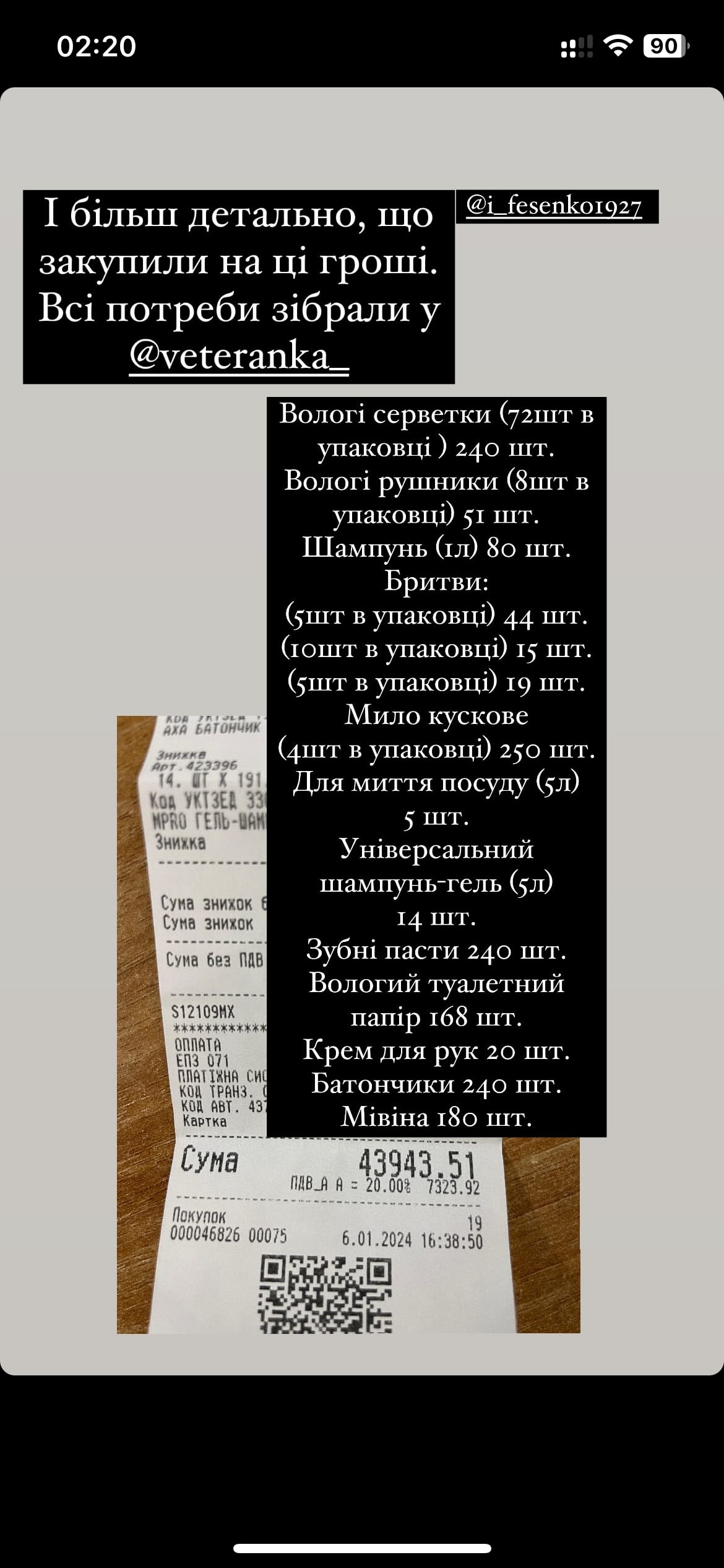 Співробітник відкрив збір на базові речі гігєни та подібне для військових для фонду Veteranka. Incode Group зібрала 43 943,51 грн.