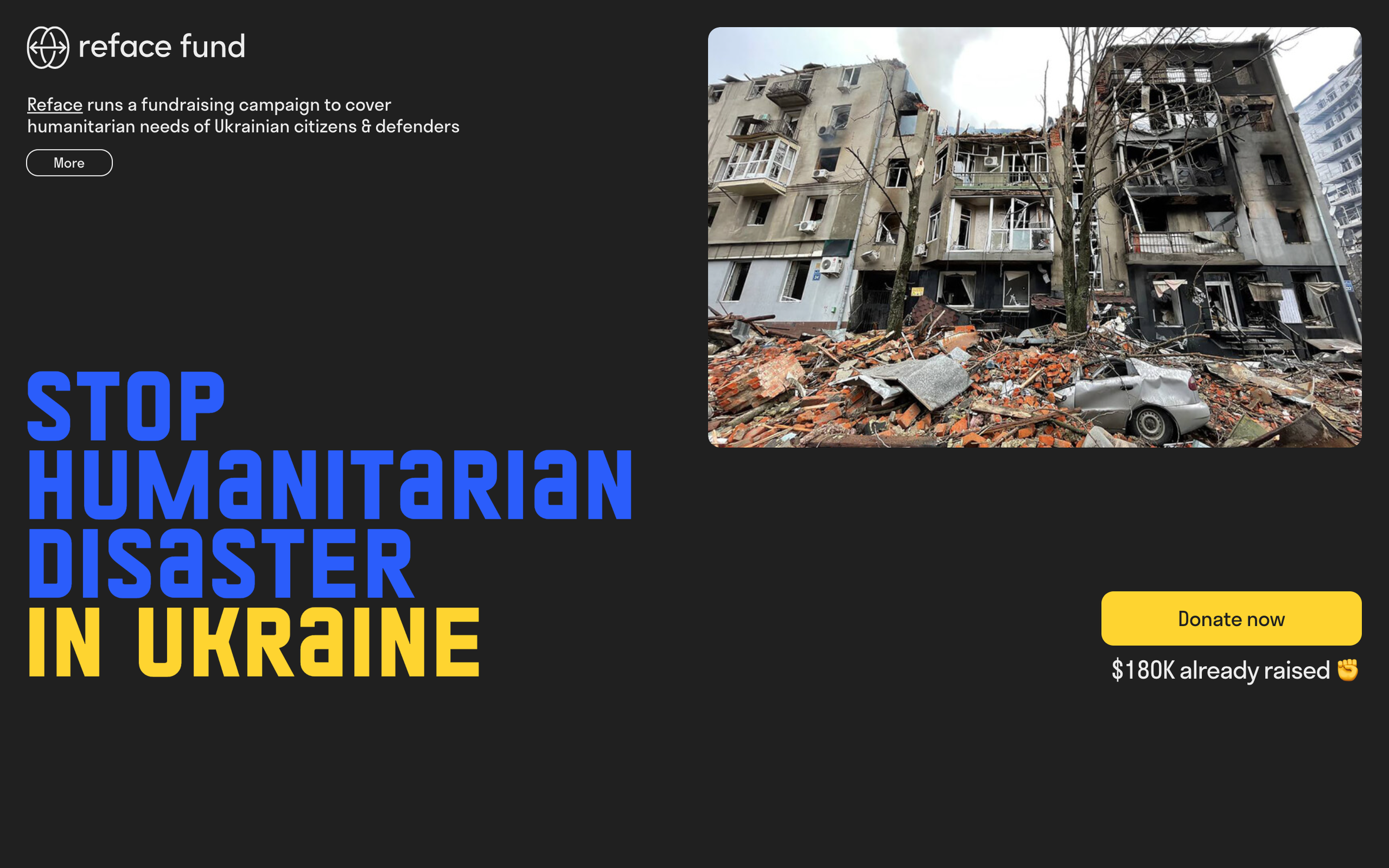 На момент квітня 2024 року фондом Reface Fund було зібрано 300 тис. доларів.