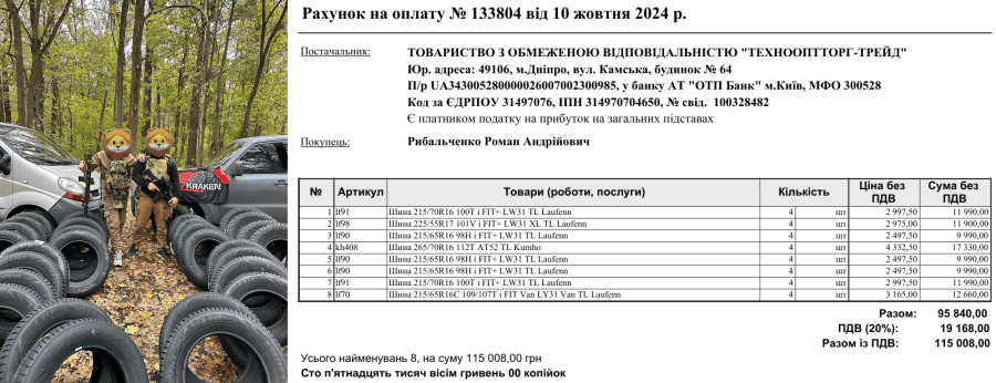 За липень-грудень 2024 року Roman.ua направили кошти на такі потреби:

- 5050$ на станцію Ecoflow, додаткову батарею й генератор на задачі по РЕБ / РЕР для Кракену (ГУР).

- 2800$ на 8 комплектів зимової й всесезонної грязевої гуми для Кракену (ГУР).

- 1х Starlink + 1 ethernet adapter.