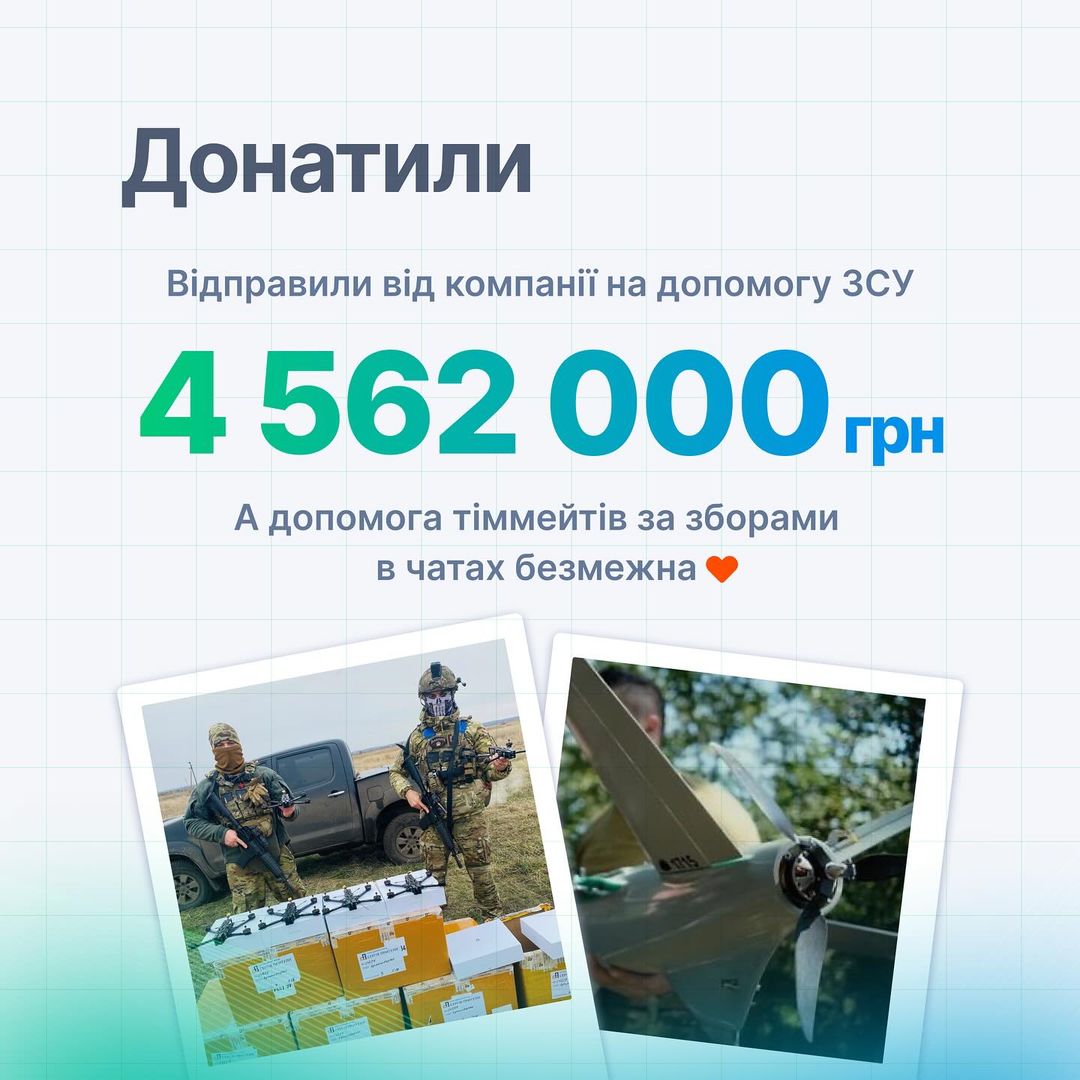 За 2023 рік MobiDev відправили на допомогу ЗСУ 4 562 000 грн. 