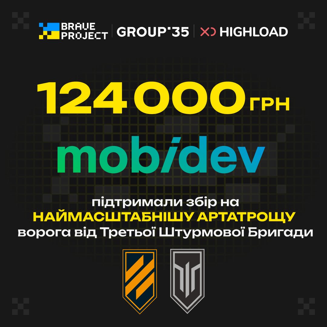 MobiDev Team задонатила на «Артатрощу» для Третьої Штурмової ₴124 тис.