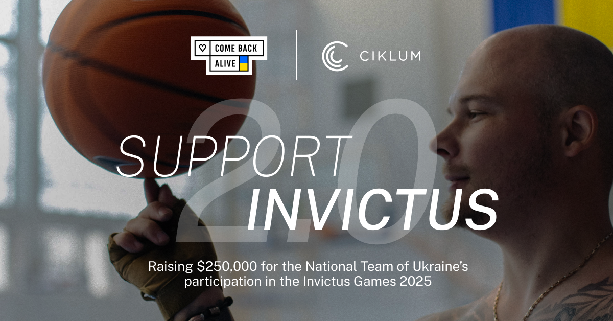 Ciklum обʼєдналися з фондом “Повернись живим”, аби зібрати 10 мільйонів гривень на відновлення ветеранів та ветеранок через адаптивні види спорту і забезпечення участі Національної збірної України в Invictus Games Vancouver Whistler 2025. 
Команда Ciklum зробила у проєкт “Підтримай Нескорених 2.0” внесок у розмірі 5.5 мільйонів гривень.