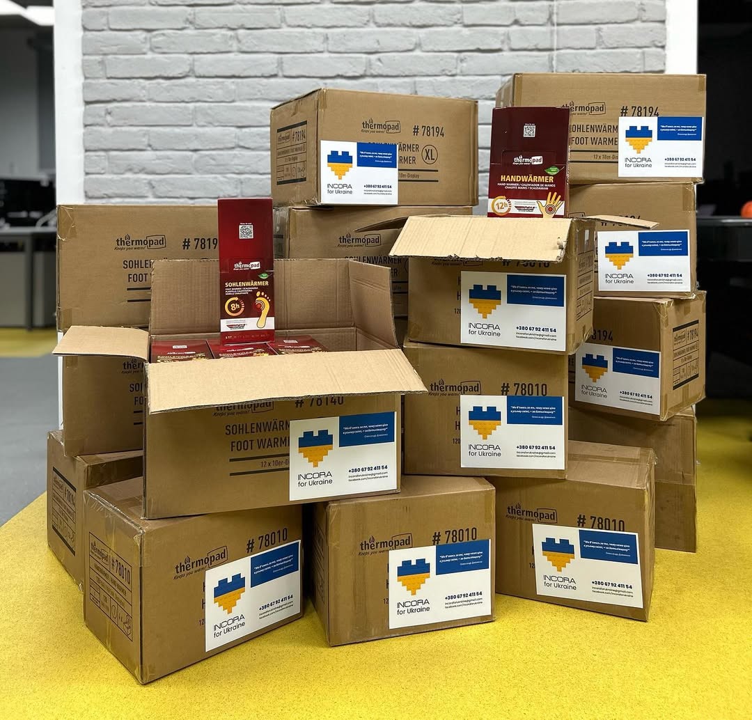 Incora відправила 4080 грілок на 3 напрямки:

▪️116-та окрема механізована бригада (Авдіївка)
▪️2-а окрема Галицька бригада (Мирноград, Донецьк)
▪️65-й окремий батальйон (Борова, Харків).