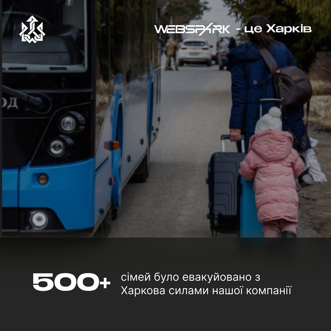 На момент 24 лютого 2023 року компанією було придбано більше 100 одиниць різного типу спорядження, понад 2500 армійських турнікетів, 2 автомобілі та 4 бойові та розвідувальні дрони. Також вони доправили до Харкова понад 10 тон гуманітарної допомоги спільно з партнерами. Більше 500 сімей вдалося евакуювати з Харкова зусиллями WEBSPARKS.
